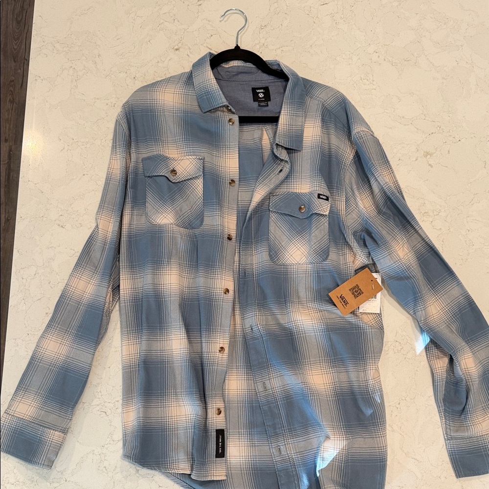 NWT Vans Blue Plaid Men's Shirt NEW!